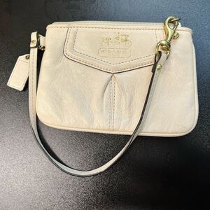 Coach Cream Wristlet with Gold Accents